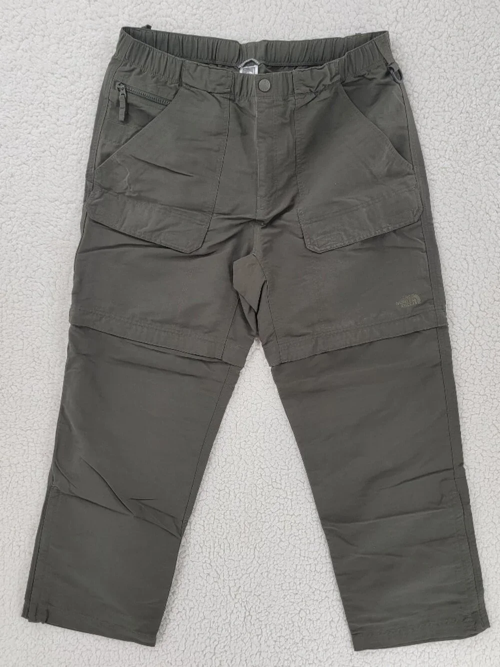 The North Face Men's Large Convertible Zip-Off Hiking Cargo Pants Olive Green